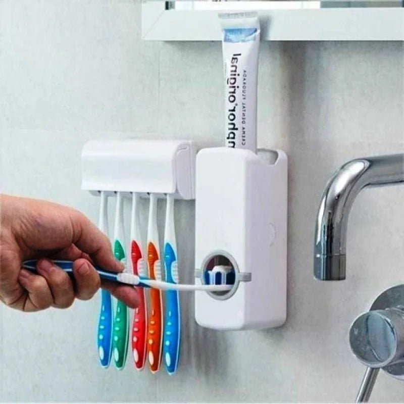 Dispenser e base para escovas e creme dental - TendiTudo Essencial