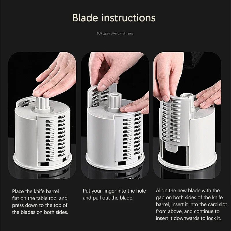 Home Multifunction Vegetable Slicer Manual Grater Vegetable Chopper 3 in 1 Round Cutter Potato Spiralizer Kitchen Accessories - TendiTudo Essencial